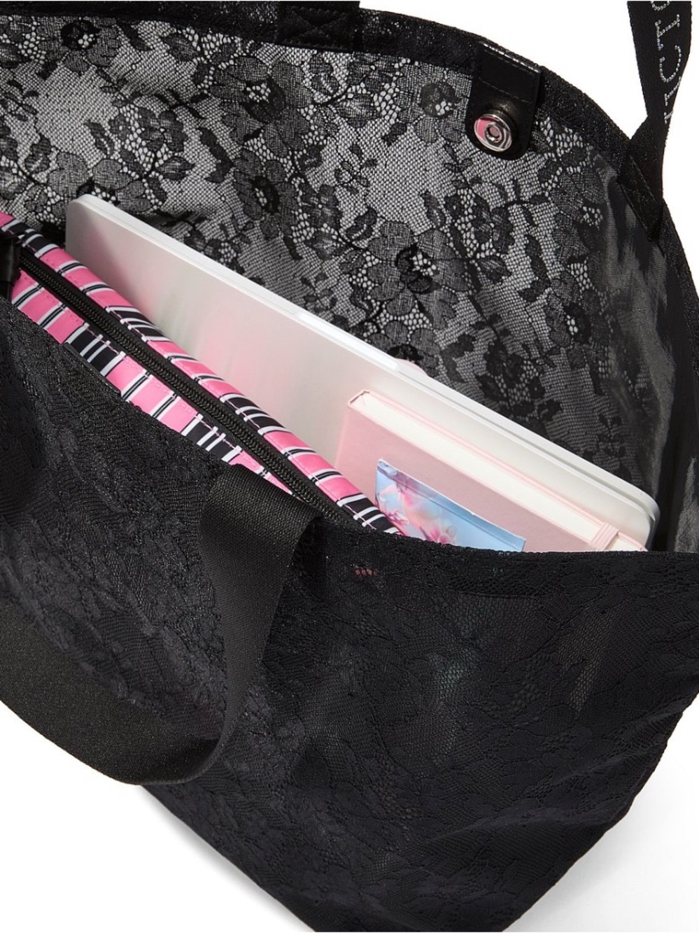 Victoria's Secret Black Lace Tote Bag New - Picture 2 of 3